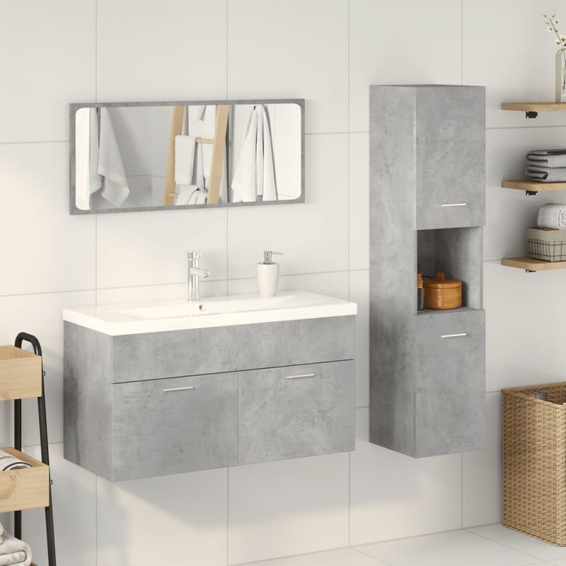 Casa si Gradina - Mobilier - Seturi de mobilier - Seturi baie - Set mobilier de baie, 4 piese, gri beton, lemn compozit - Infinity.ro