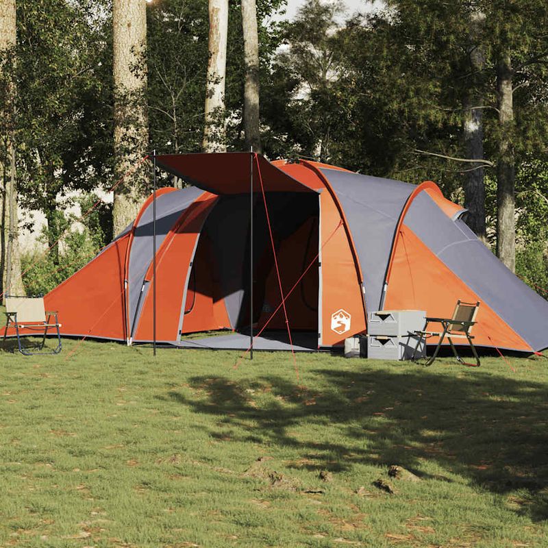 Sport si Outdoor - Camping - Corturi camping - Cort de familie cupola 6 persoane, gri/portocaliu, impermeabil - Infinity.ro
