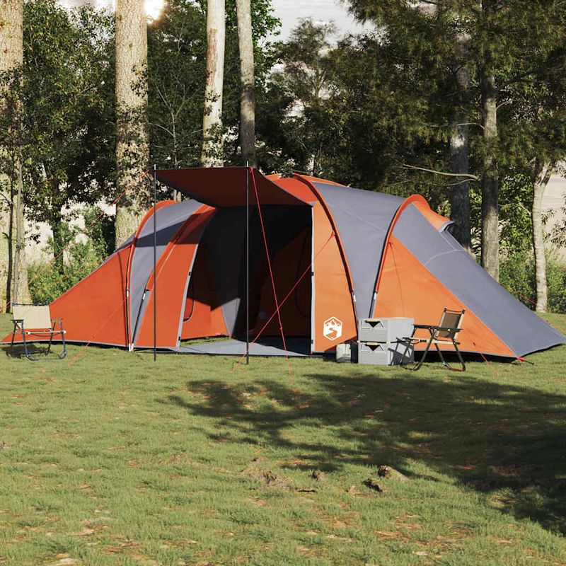 Sport si Outdoor - Camping - Corturi camping - Cort de familie cupola 6 persoane, gri/portocaliu, impermeabil - Infinity.ro