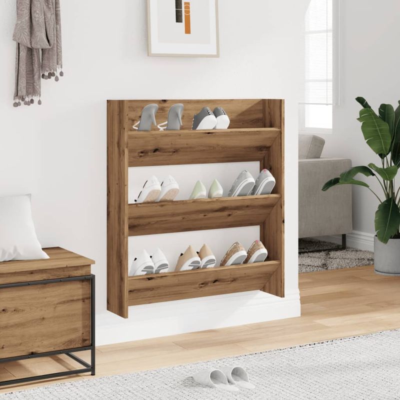 Casa si Gradina - Mobilier - Organizare si depozitare - Organizator incaltaminte - Pantofar perete, stejar artizanal, 80x18x90 cm, lemn prelucrat - Infinity.ro