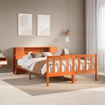 Casa si Gradina - Mobilier - Paturi si accesorii - Paturi - Pat cu biblioteca fara saltea maro 140x190 cm lemn masiv de pin - Infinity.ro