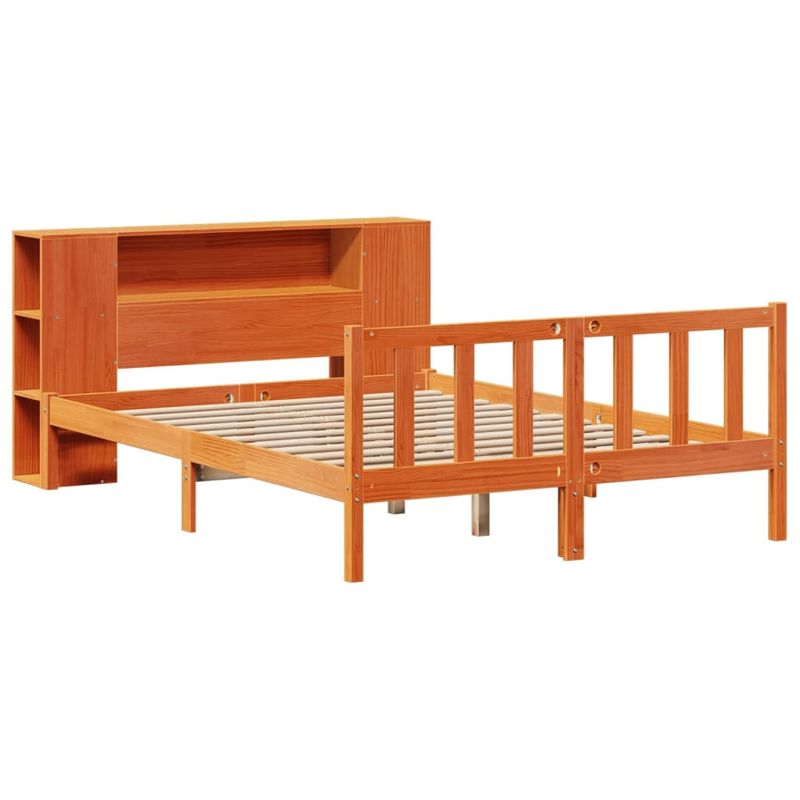 Casa si Gradina - Mobilier - Paturi si accesorii - Paturi - Pat cu biblioteca fara saltea maro 140x190 cm lemn masiv de pin - Infinity.ro