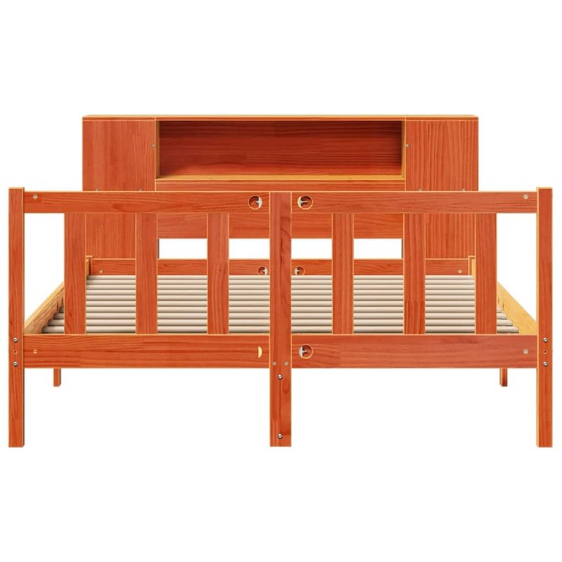 Casa si Gradina - Mobilier - Paturi si accesorii - Paturi - Pat cu biblioteca fara saltea maro 140x190 cm lemn masiv de pin - Infinity.ro