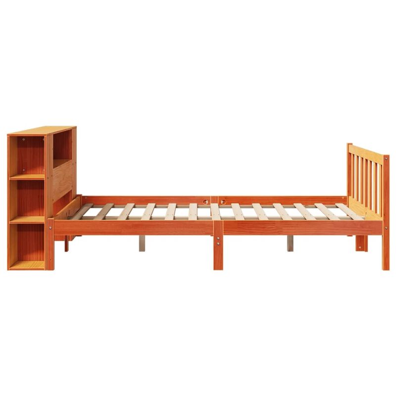 Casa si Gradina - Mobilier - Paturi si accesorii - Paturi - Pat cu biblioteca fara saltea maro 140x190 cm lemn masiv de pin - Infinity.ro