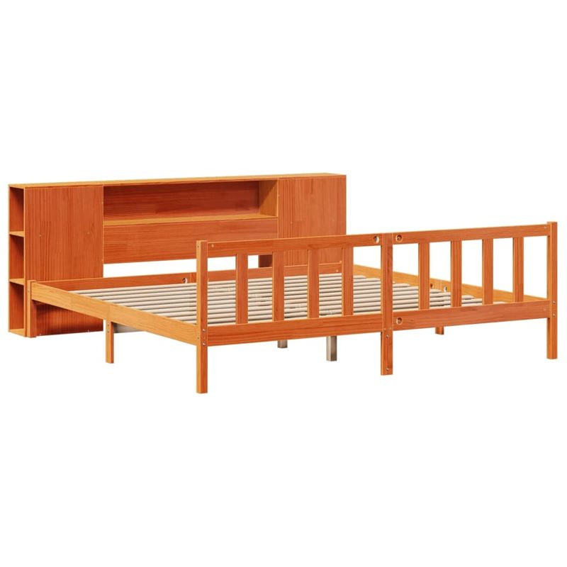 Casa si Gradina - Mobilier - Paturi si accesorii - Paturi - Pat cu biblioteca fara saltea maro 180x200 cm lemn masiv de pin - Infinity.ro