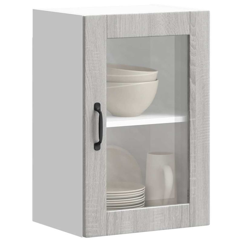 Casa si Gradina - Mobilier - Comode si corpuri - Corpuri bucatarie - Dulap de bucatarie cu usa din sticla „Porto” gri Sonoma, mărime 40x31x60 cm, model 1x dulap de perete din sticlă (1 ușă) - Infinity.ro