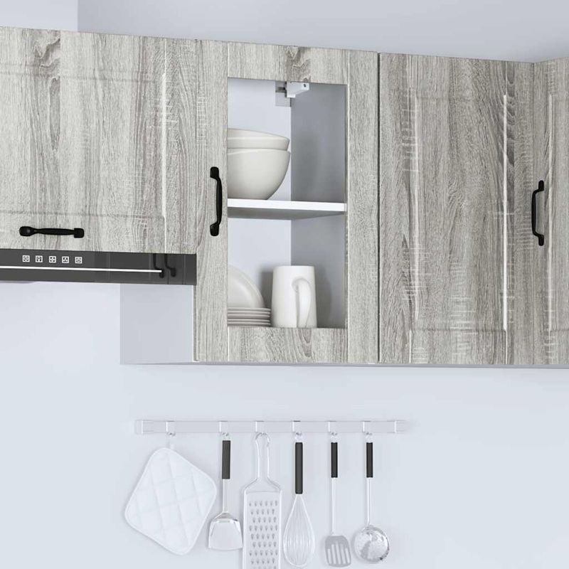 Casa si Gradina - Mobilier - Comode si corpuri - Corpuri bucatarie - Dulap de bucatarie cu usa din sticla „Porto” gri Sonoma, mărime 40x31x60 cm, model 1x dulap de perete din sticlă (1 ușă) - Infinity.ro