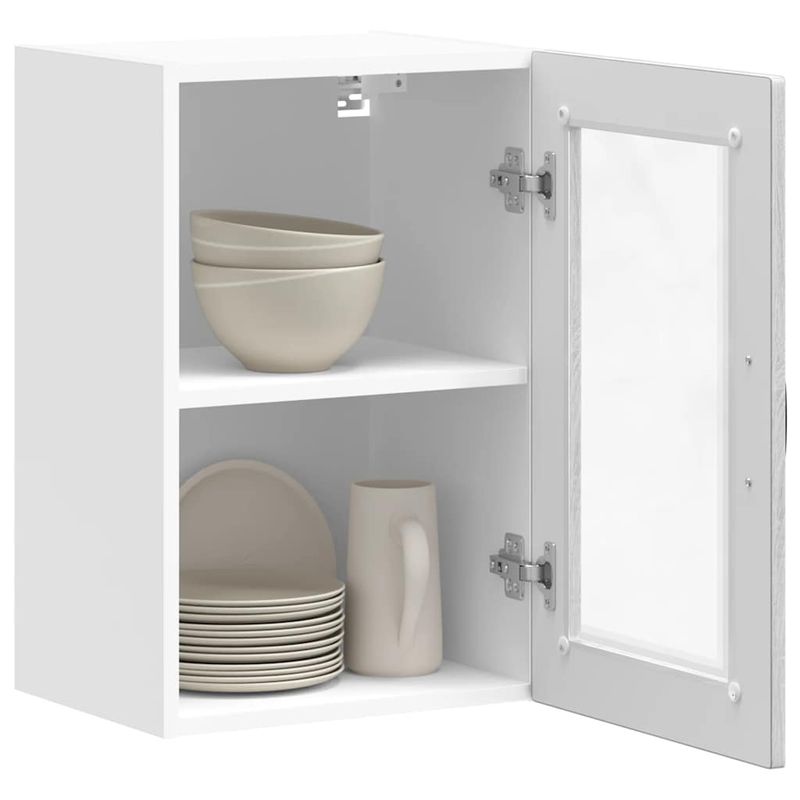 Casa si Gradina - Mobilier - Comode si corpuri - Corpuri bucatarie - Dulap de bucatarie cu usa din sticla „Porto” gri Sonoma, mărime 40x31x60 cm, model 1x dulap de perete din sticlă (1 ușă) - Infinity.ro