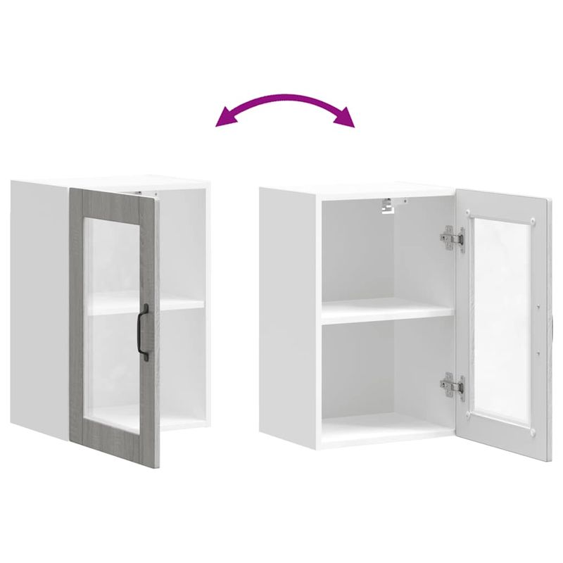 Casa si Gradina - Mobilier - Comode si corpuri - Corpuri bucatarie - Dulap de bucatarie cu usa din sticla „Porto” gri Sonoma, mărime 40x31x60 cm, model 1x dulap de perete din sticlă (1 ușă) - Infinity.ro