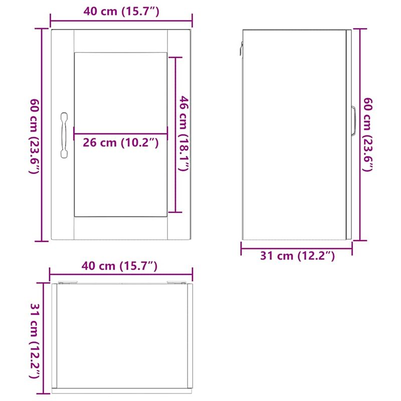 Casa si Gradina - Mobilier - Comode si corpuri - Corpuri bucatarie - Dulap de bucatarie cu usa din sticla „Porto” gri Sonoma, mărime 40x31x60 cm, model 1x dulap de perete din sticlă (1 ușă) - Infinity.ro