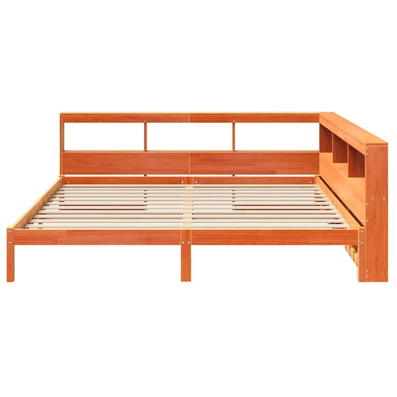 Casa si Gradina - Mobilier - Paturi si accesorii - Paturi - Pat cu biblioteca fara saltea maro 200x200 cm lemn masiv de pin - Infinity.ro