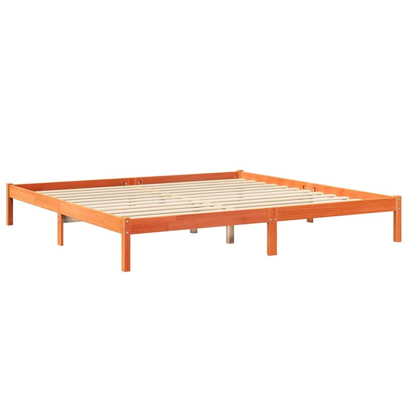 Casa si Gradina - Mobilier - Paturi si accesorii - Paturi - Pat cu biblioteca fara saltea maro 200x200 cm lemn masiv de pin - Infinity.ro