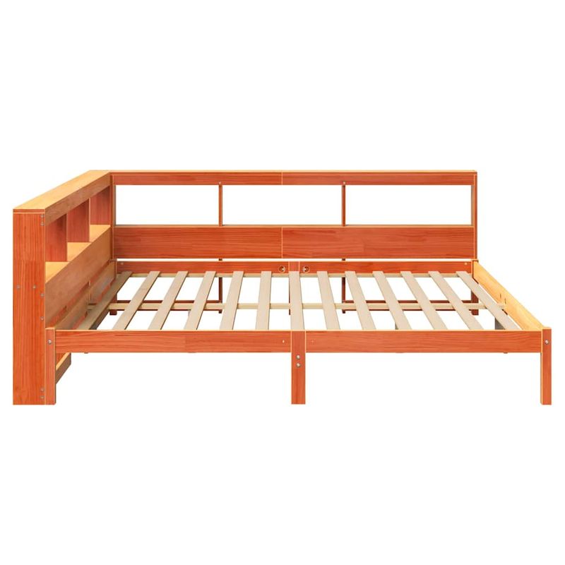 Casa si Gradina - Mobilier - Paturi si accesorii - Paturi - Pat cu biblioteca fara saltea maro 200x200 cm lemn masiv de pin - Infinity.ro