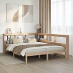 Casa si Gradina - Mobilier - Paturi si accesorii - Paturi - Pat cu biblioteca fara saltea, 135x190 cm, lemn masiv de pin - Infinity.ro