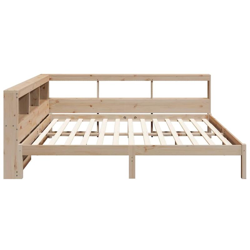 Casa si Gradina - Mobilier - Paturi si accesorii - Paturi - Pat cu biblioteca fara saltea, 135x190 cm, lemn masiv de pin - Infinity.ro
