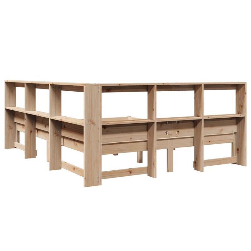 Casa si Gradina - Mobilier - Paturi si accesorii - Paturi - Pat cu biblioteca fara saltea, 135x190 cm, lemn masiv de pin - Infinity.ro