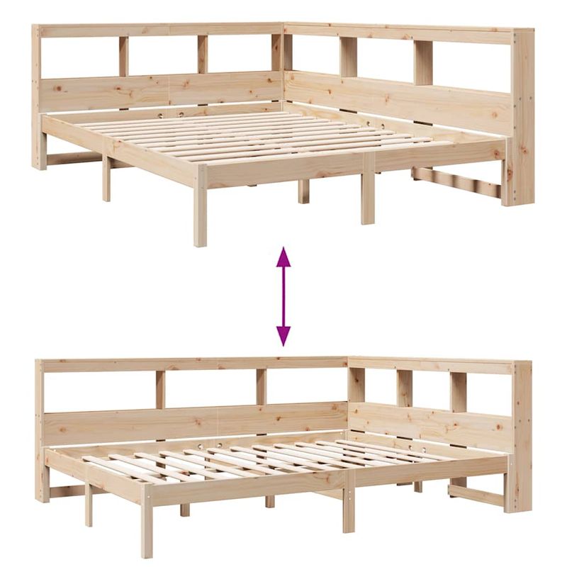 Casa si Gradina - Mobilier - Paturi si accesorii - Paturi - Pat cu biblioteca fara saltea, 135x190 cm, lemn masiv de pin - Infinity.ro