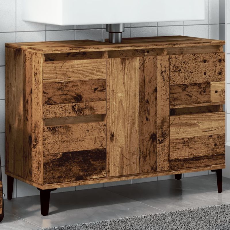 Casa si Gradina - Mobilier - Mobilier baie - Comode baie - Dulap de chiuveta, lemn vechi, 80x33x60 cm, lemn prelucrat - Infinity.ro