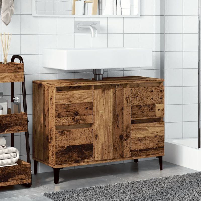 Casa si Gradina - Mobilier - Mobilier baie - Comode baie - Dulap de chiuveta, lemn vechi, 80x33x60 cm, lemn prelucrat - Infinity.ro