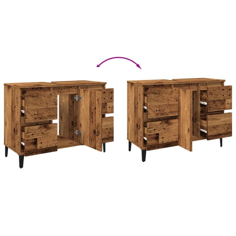 Casa si Gradina - Mobilier - Mobilier baie - Comode baie - Dulap de chiuveta, lemn vechi, 80x33x60 cm, lemn prelucrat - Infinity.ro