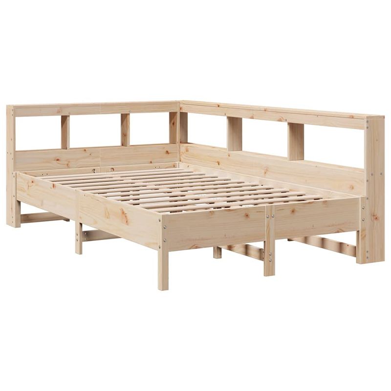 Casa si Gradina - Mobilier - Paturi si accesorii - Paturi - Pat cu biblioteca fara saltea, 135x190 cm, lemn masiv de pin - Infinity.ro