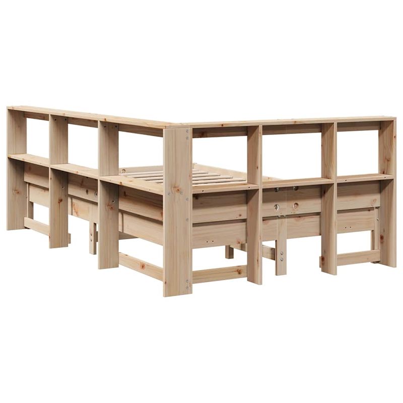 Casa si Gradina - Mobilier - Paturi si accesorii - Paturi - Pat cu biblioteca fara saltea, 135x190 cm, lemn masiv de pin - Infinity.ro