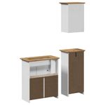 Casa si Gradina - Mobilier - Seturi de mobilier - Seturi baie - Set de mobilier de baie 3 piese lemn masiv de pin alb si maro - Infinity.ro
