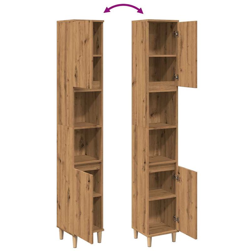 Casa si Gradina - Mobilier - Mobilier baie - Corpuri baie - Dulap de baie, stejar artizanal, 30x30x190 cm, lemn prelucrat - Infinity.ro