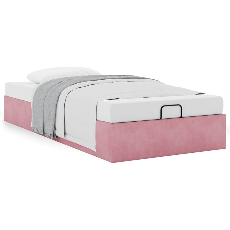 Casa si Gradina - Mobilier - Paturi si accesorii - Paturi - Cadru pat otoman fara saltea roz 100x200 cm catifea - Infinity.ro