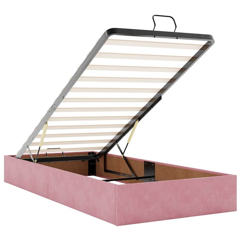 Casa si Gradina - Mobilier - Paturi si accesorii - Paturi - Cadru pat otoman fara saltea roz 100x200 cm catifea - Infinity.ro