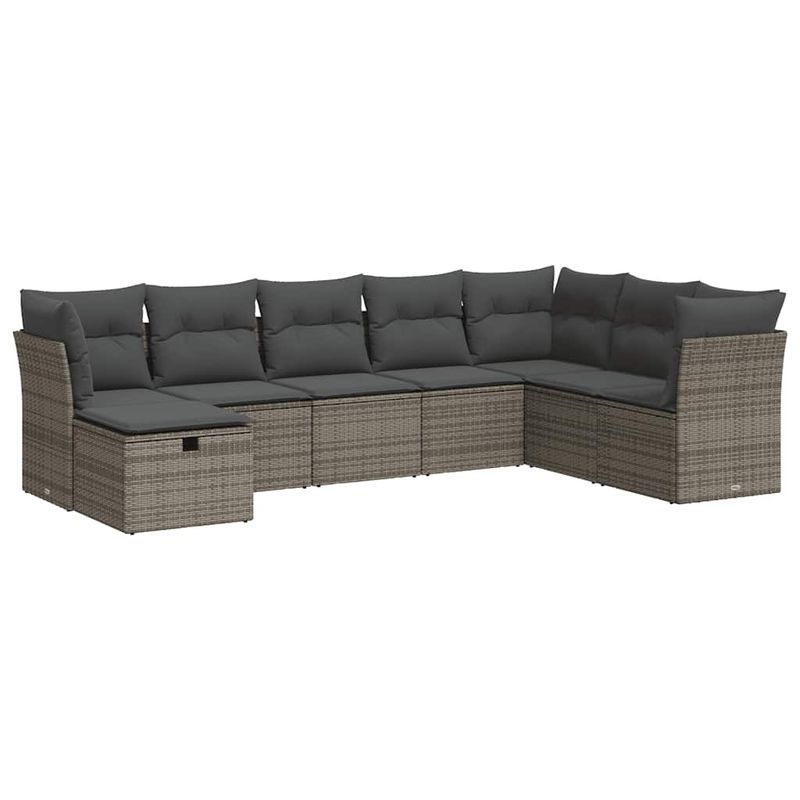 Casa si Gradina/Gradina si terasa/Mobilier exterior/Seturi mobila gradina - Set canapele de gradina cu perne, 8 piese, gri, poliratan - Infinity.ro