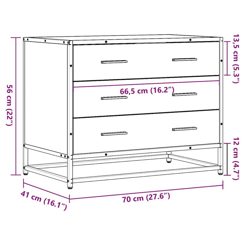 Casa si Gradina - Mobilier - Comode si corpuri - Comode - Dulap cu sertare, negru, 70x41x56 cm, lemn compozit - Infinity.ro