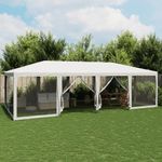 Casa si Gradina - Gradina si terasa - Umbrele si pavilioane - Pavilioane - Cort de petrecere cu 12 pereti din plasa, alb, 8x4 m, HDPE - Infinity.ro