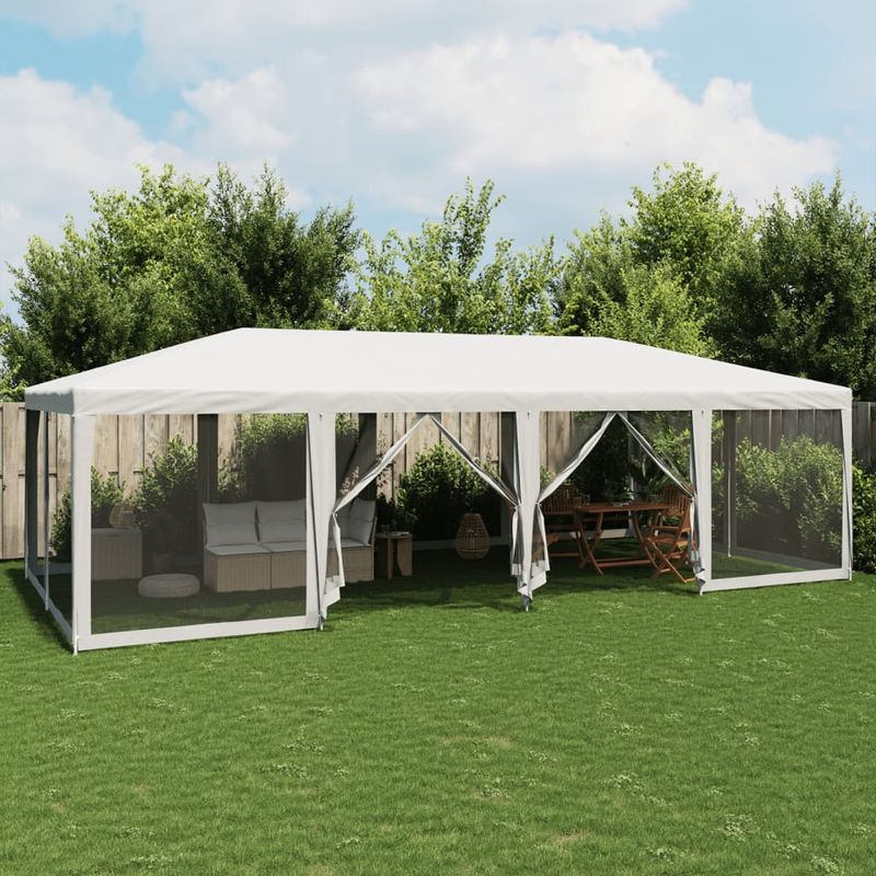Casa si Gradina - Gradina si terasa - Umbrele si pavilioane - Pavilioane - Cort de petrecere cu 12 pereti din plasa, alb, 8x4 m, HDPE - Infinity.ro