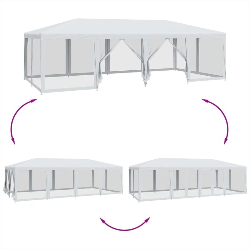 Casa si Gradina - Gradina si terasa - Umbrele si pavilioane - Pavilioane - Cort de petrecere cu 12 pereti din plasa, alb, 8x4 m, HDPE - Infinity.ro