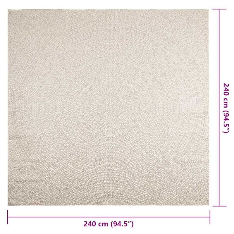 Casa si Gradina - Textile si covoare - Covoare - Covoare casa - Covor „ZIZUR” crem aspect iută pentru interior și exterior, model rotund, mărime 240x240 cm - Infinity.ro