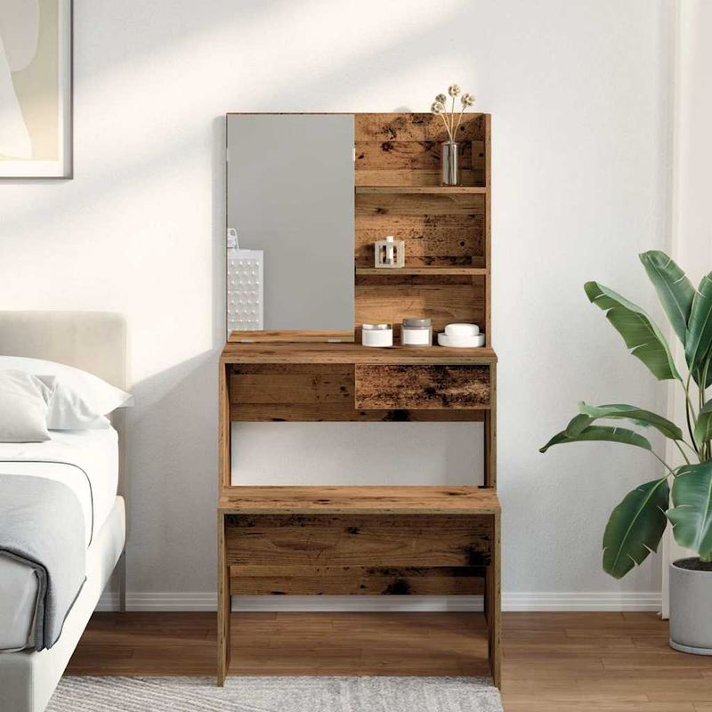 Casa si Gradina - Mobilier - Comode si corpuri - Masute de toaleta - Set de masuta de toaleta din lemn vechi Lemn prelucrat - Infinity.ro