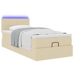 Casa si Gradina - Mobilier - Paturi si accesorii - Paturi - Pat otoman cu saltea crem 100x200 cm stofa, model cu blocuri pătrate - Infinity.ro