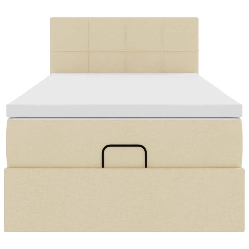 Casa si Gradina - Mobilier - Paturi si accesorii - Paturi - Pat otoman cu saltea crem 100x200 cm stofa, model cu blocuri pătrate - Infinity.ro