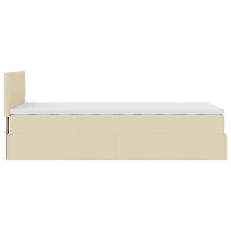 Casa si Gradina - Mobilier - Paturi si accesorii - Paturi - Pat otoman cu saltea crem 100x200 cm stofa, model cu blocuri pătrate - Infinity.ro