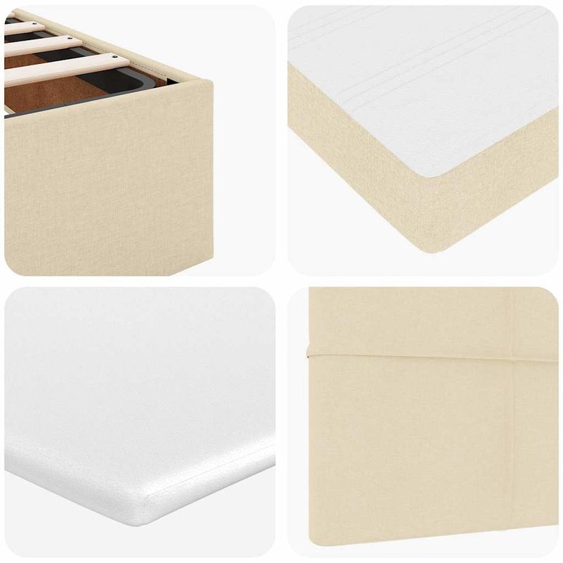 Casa si Gradina - Mobilier - Paturi si accesorii - Paturi - Pat otoman cu saltea crem 100x200 cm stofa, model cu blocuri pătrate - Infinity.ro