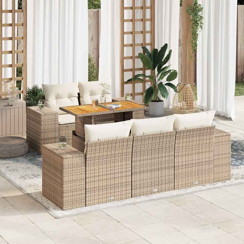 Casa si Gradina - Gradina si terasa - Mobilier exterior - Seturi mobila gradina - Set canapele de gradina cu perne, 6 piese, bej, poliratan - Infinity.ro