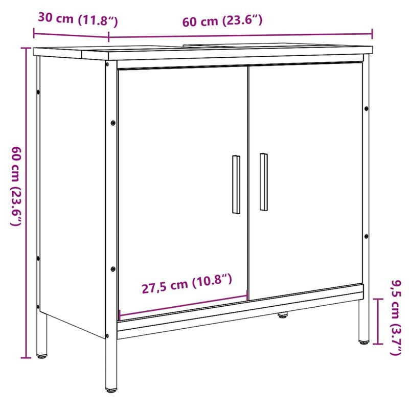 Casa si Gradina - Mobilier - Mobilier baie - Comode baie - Dulap de chiuveta, lemn vechi, 60x30x60 cm, lemn prelucrat - Infinity.ro