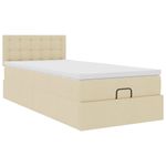Casa si Gradina - Mobilier - Paturi si accesorii - Paturi - Pat otoman cu saltea crem 100x200 cm stofa, model nasturi - Infinity.ro