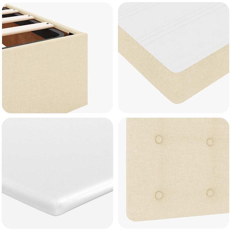 Casa si Gradina - Mobilier - Paturi si accesorii - Paturi - Pat otoman cu saltea crem 100x200 cm stofa, model nasturi - Infinity.ro