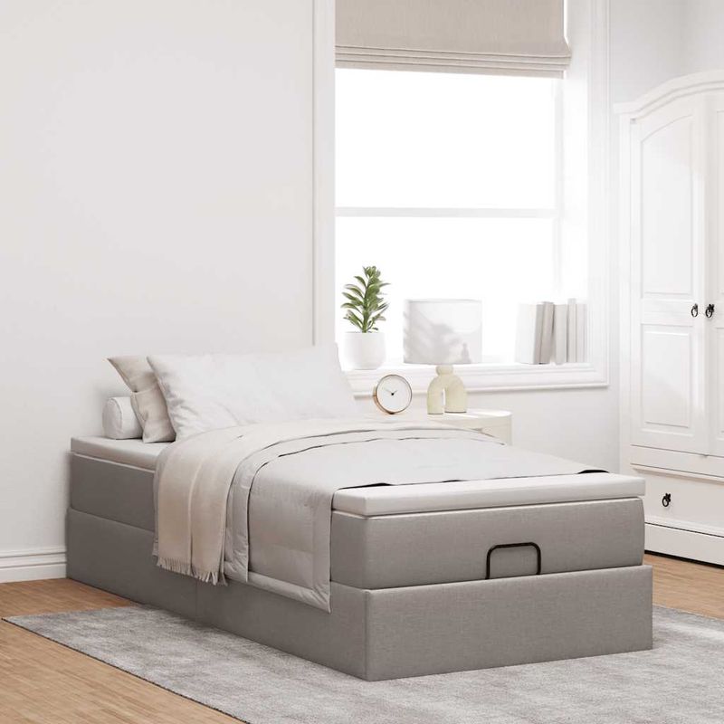 Casa si Gradina - Mobilier - Paturi si accesorii - Paturi - Cadru de pat otoman cu saltea Taupe 80x200cm Material - Infinity.ro