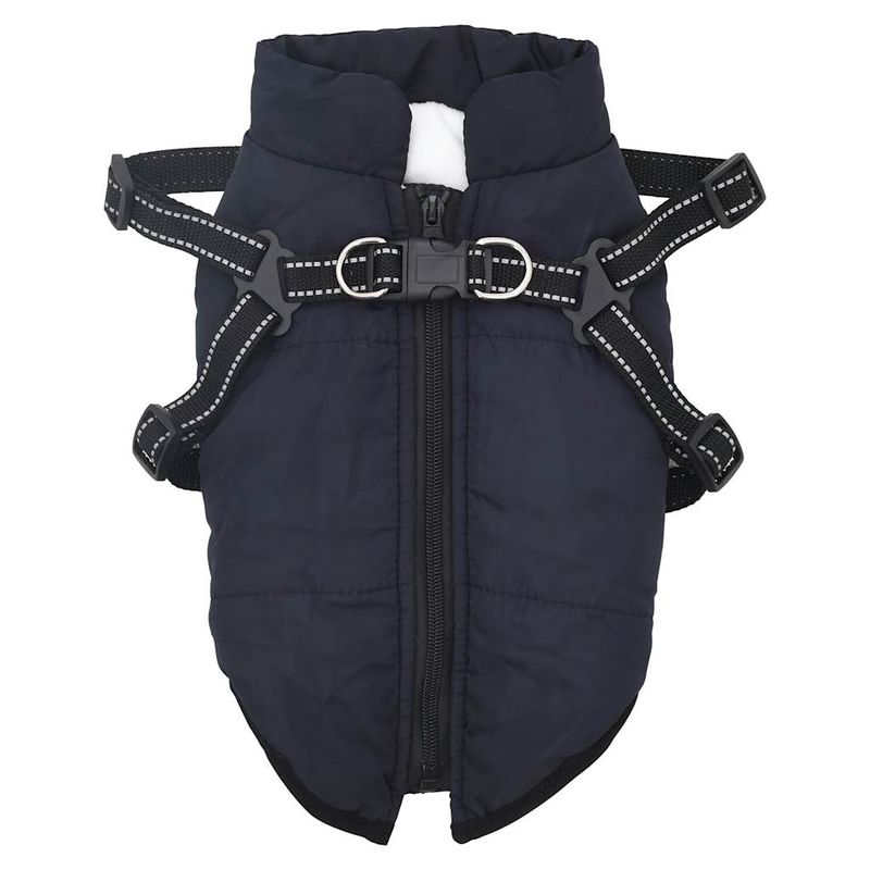 Petshop - Articole imbracaminte - Haine animale - Haina caini cu ham impermeabila reflectorizanta, bleumarin, XL - Infinity.ro