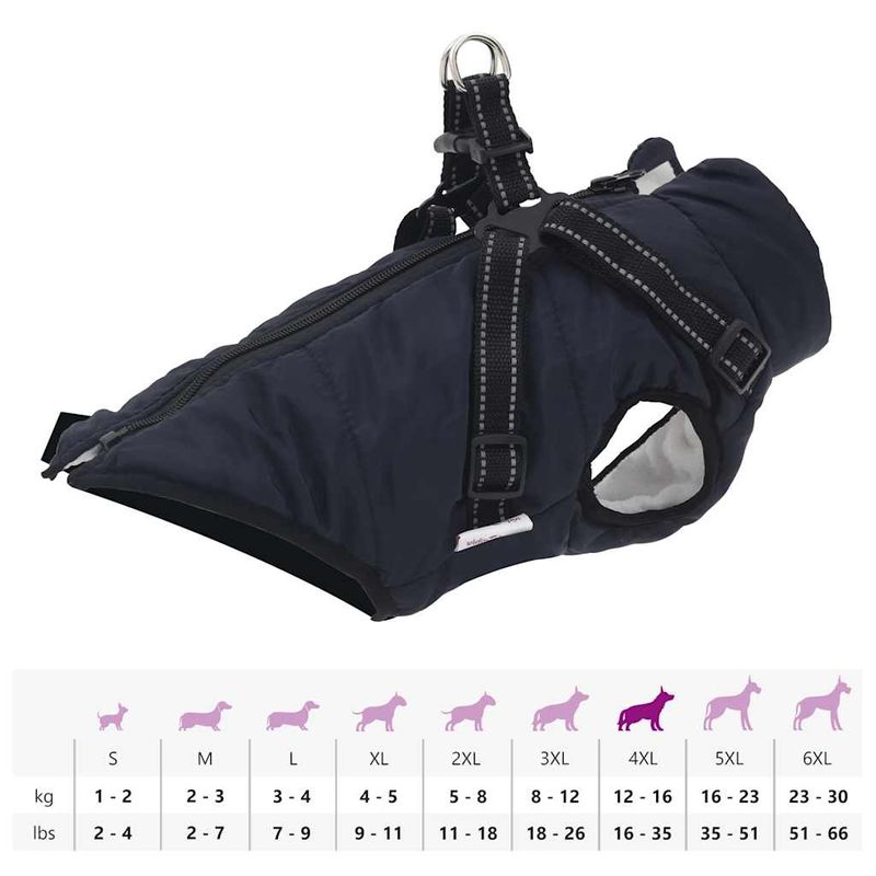 Petshop - Articole imbracaminte - Haine animale - Haina caini cu ham impermeabila reflectorizanta, bleumarin, XL - Infinity.ro