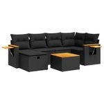 Casa si Gradina - Gradina si terasa - Mobilier exterior - Seturi mobila gradina - Set canapele de gradina cu perne, 7 piese, negru, poliratan - Infinity.ro