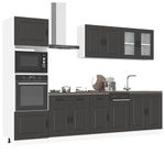 Casa si Gradina - Mobilier - Comode si corpuri - Corpuri bucatarie - Set dulap de bucatarie 7 piese „Kalmar” lemn negru prelucrat - Infinity.ro
